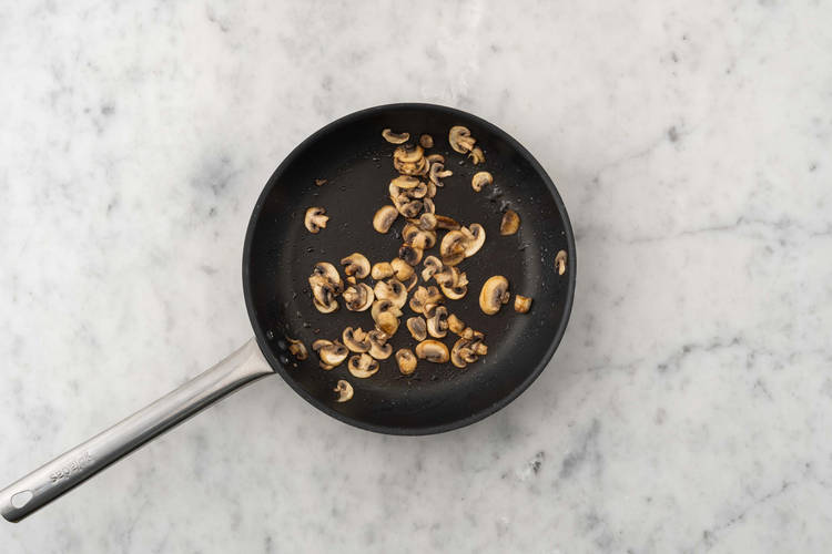 Sauté mushrooms and whip ricotta