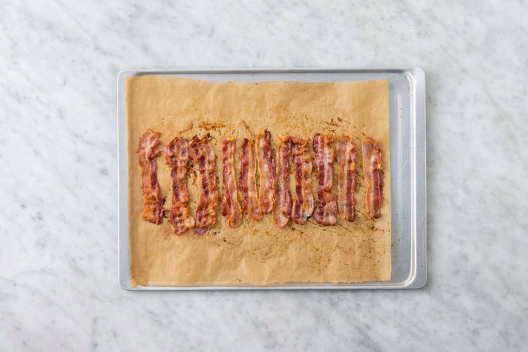 Bake bacon, make glaze and serve