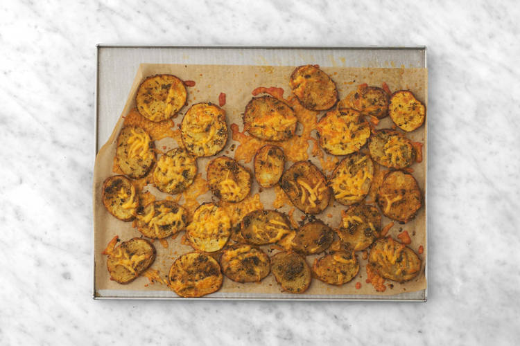 Toast buns and finish potatoes