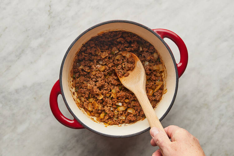 Cook beef and spices