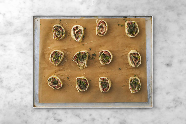 Slice into rolls and bake