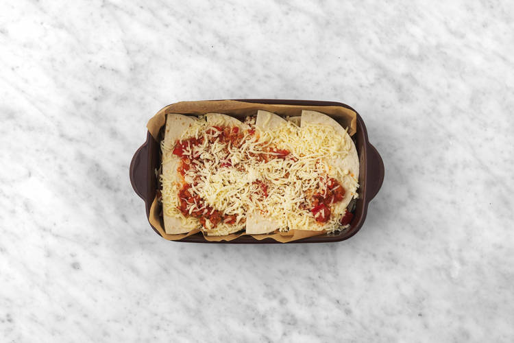 Assemble enchilada casserole