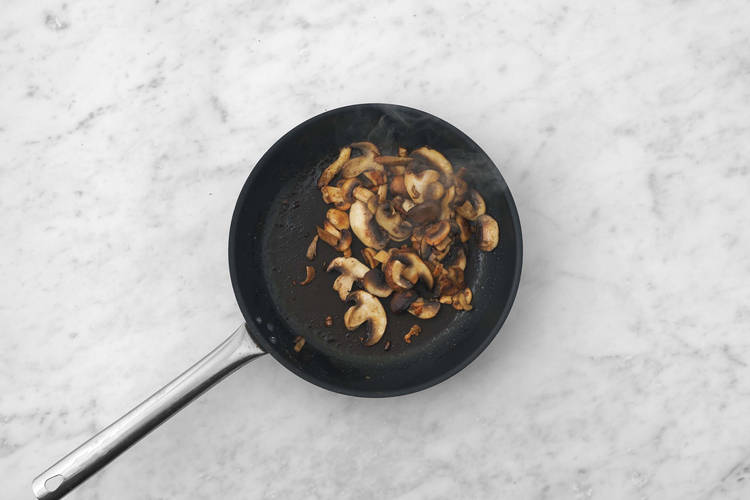 Cook mushrooms and pasta