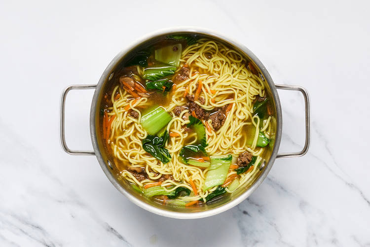 Make broth and cook noodles