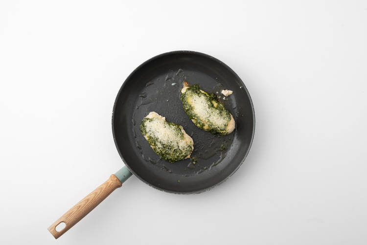 Pesto en kaas smelten