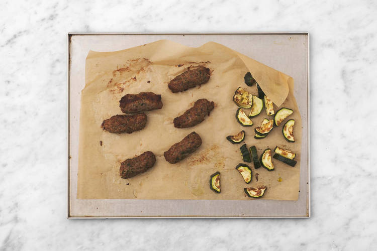 Broil koftas and zucchini