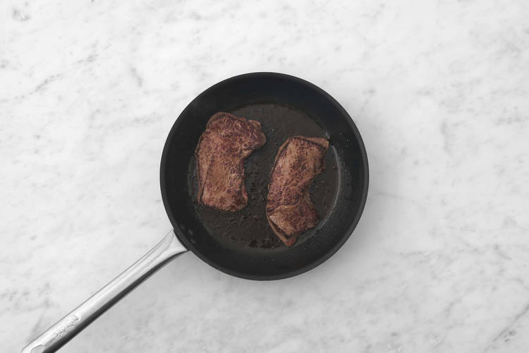 Prep and sear steaks