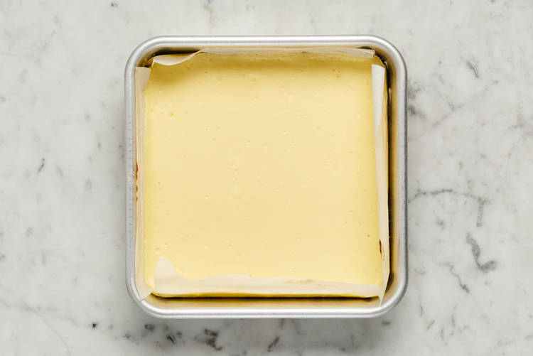 Cool cheesecake and start ganache