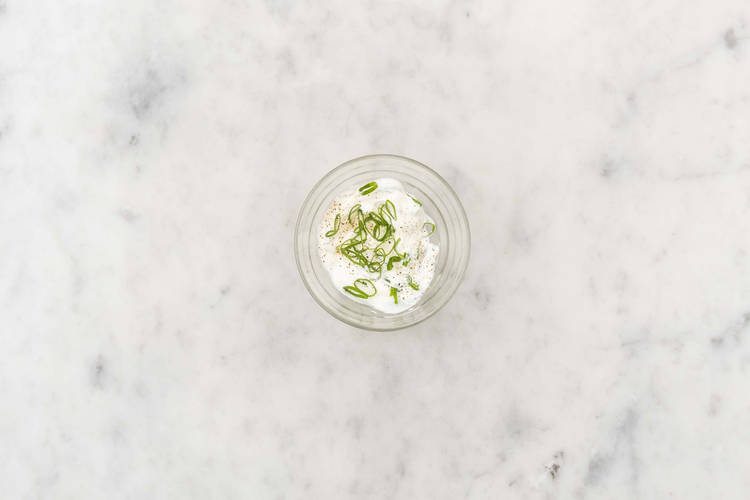 Prep and make green onion sour cream