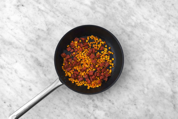 Steg chorizo og majs