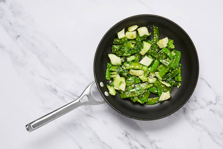 Cook greens and make glaze