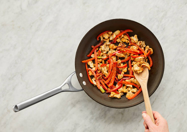 COOK VEGGIES & CHICKEN