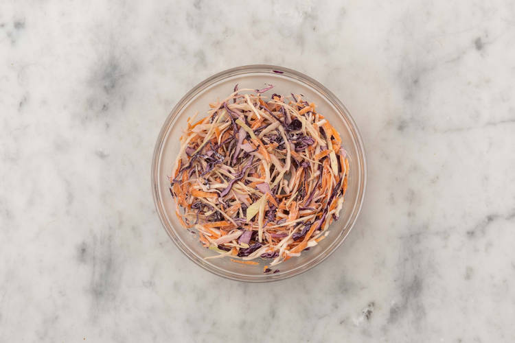 Mix slaw and finish rice