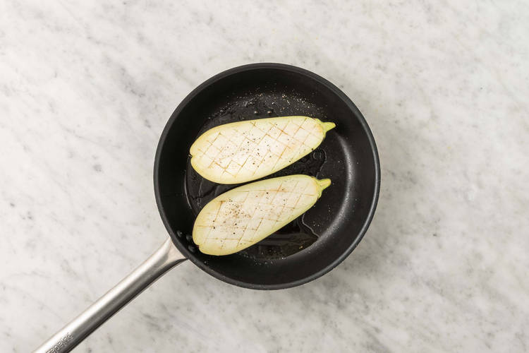 Fry the eggplant