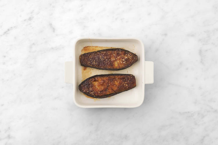 Bake the eggplant 
