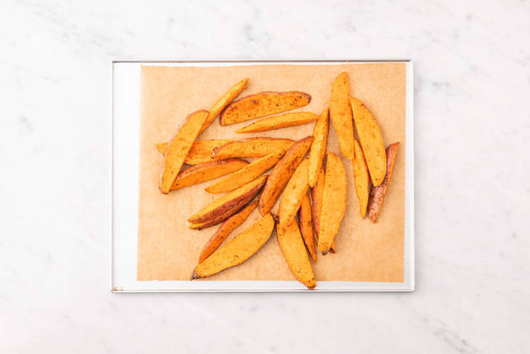 Make the sweet potato wedges