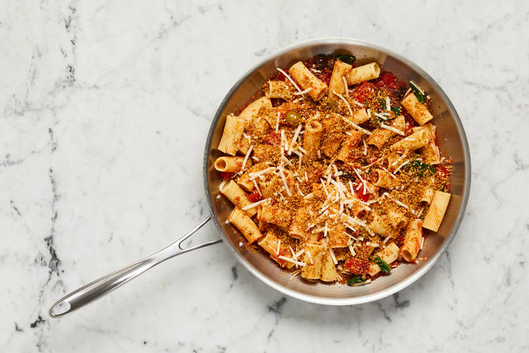 Strain and bake pasta