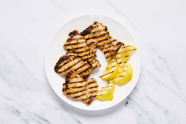 Grill lemon and chicken