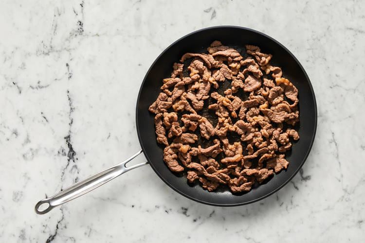 Cook veggies and beef