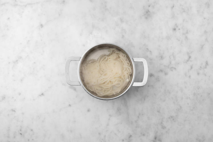 Cook noodles and make sauce