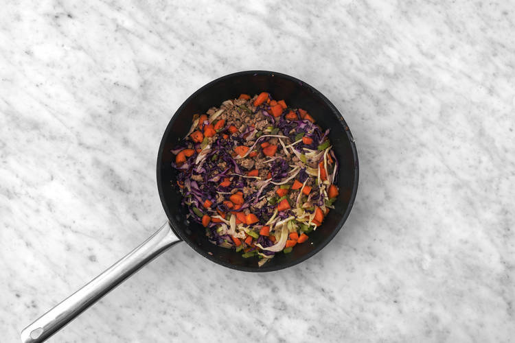 Cook the pork & veggies