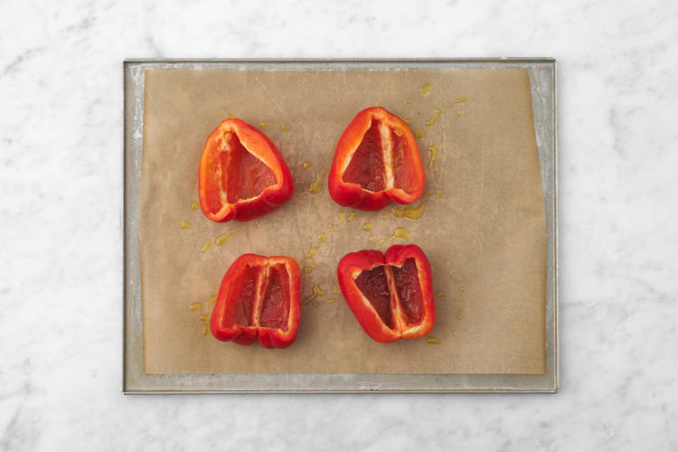 Roast the capsicums & chat potatoes