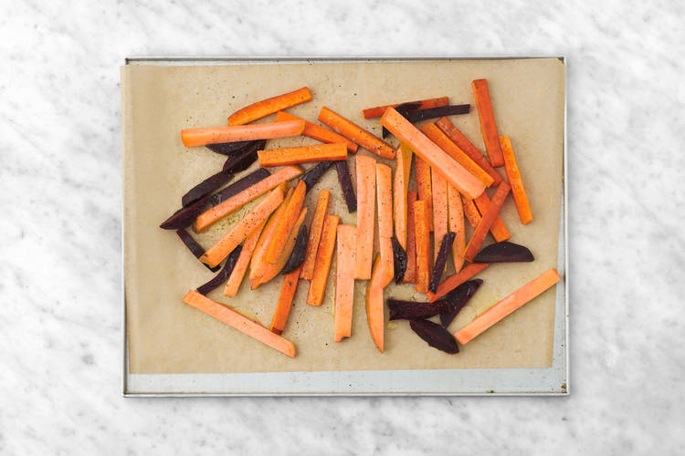 Bake the veggie fries
