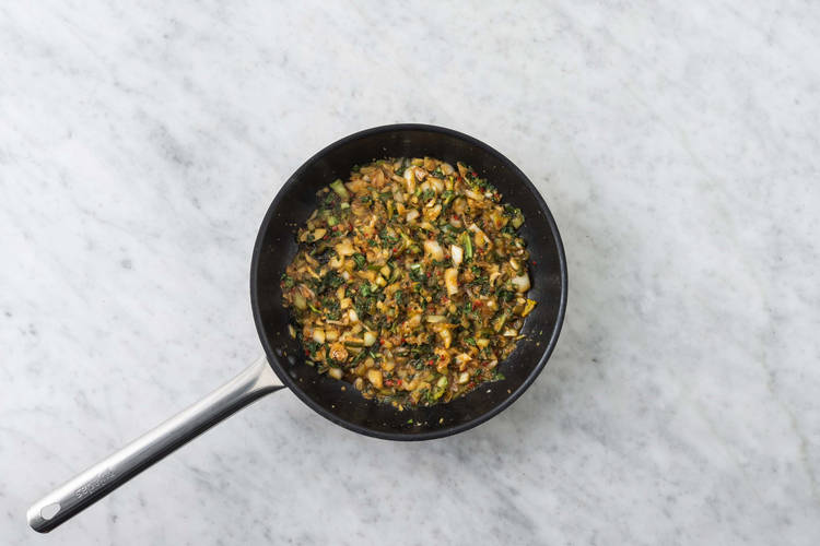 Fry the  pak choi