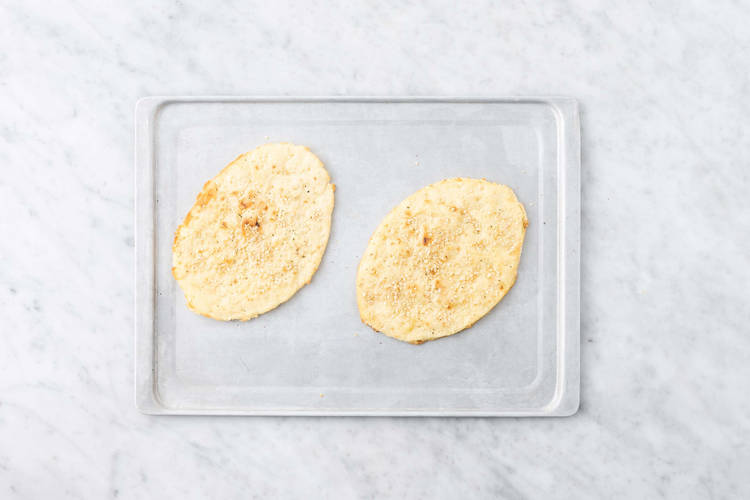 Broil shrimp and make sesame flatbreads