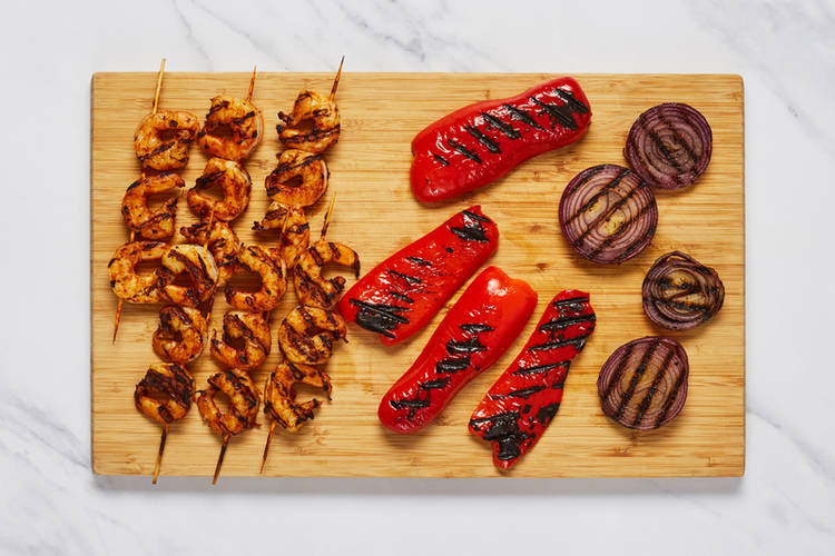 Grill veggies and salmon
