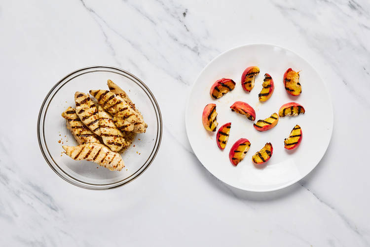Grill stone fruit and chicken