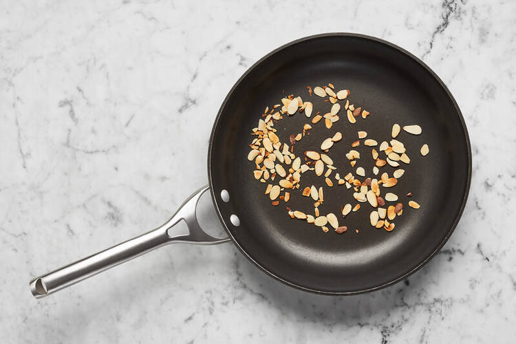 Toast almonds and start prep