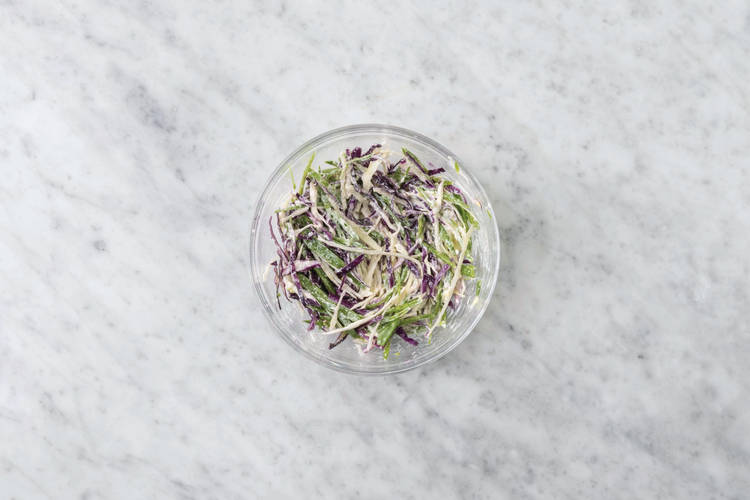 Make the slaw & cook the tofu