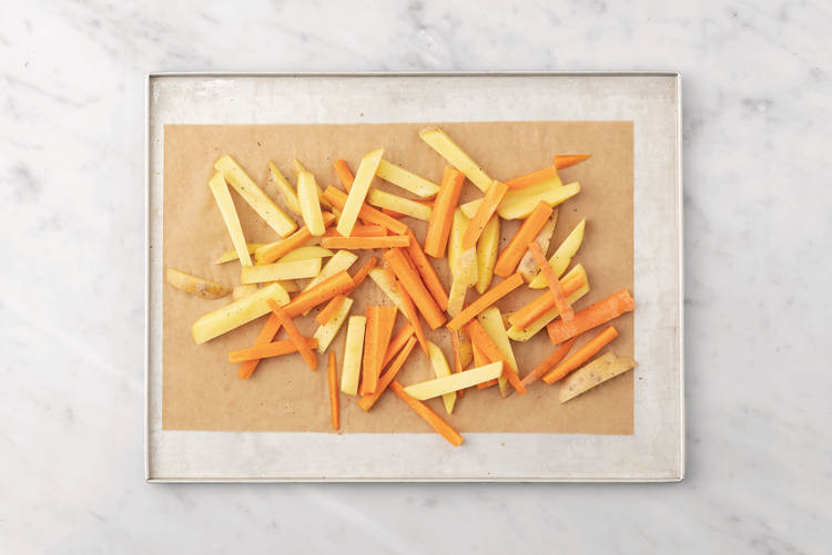 Bake the veggie fries