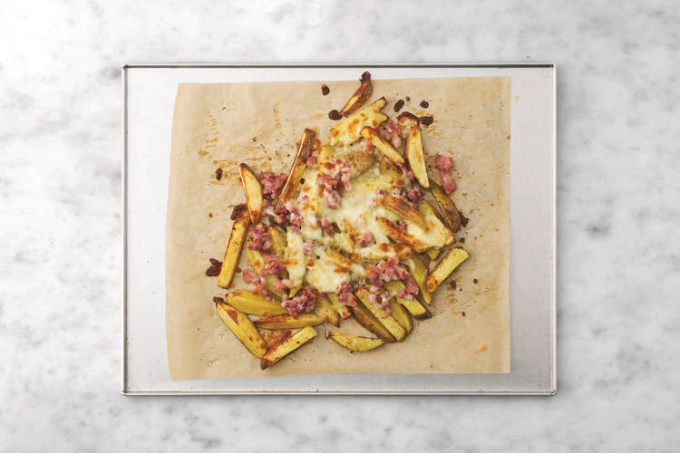 Bake the cheesy bacon fries