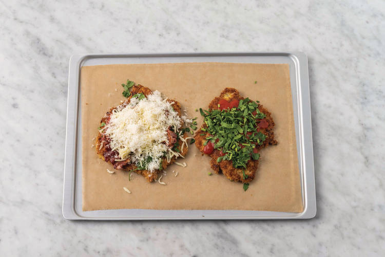 Bake the chicken parmigiana