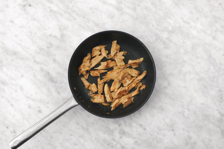Cook the plant-based chicken strips
