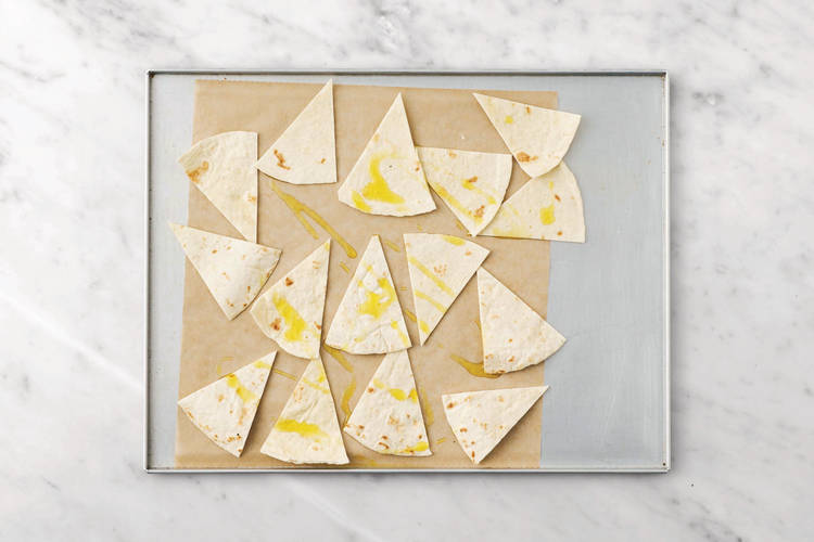 Bake the tortilla chips