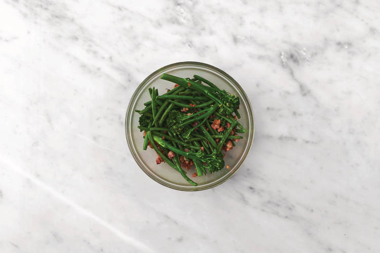Cook the bacon & greens