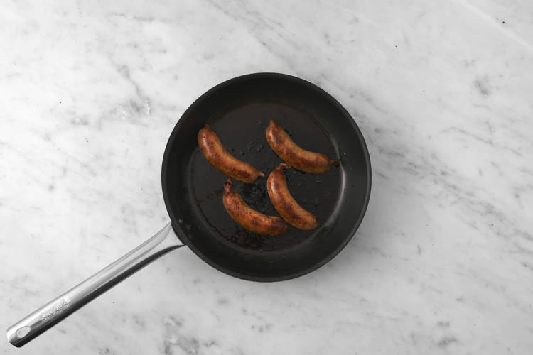 Cook the beef sausages
