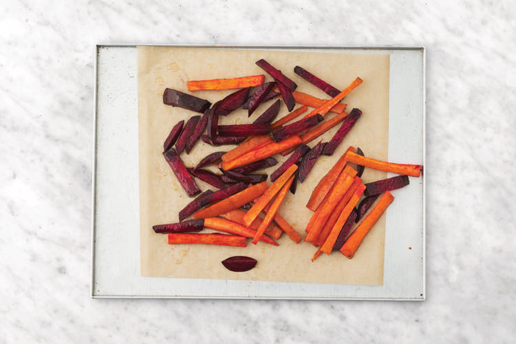 Bake the veggie fries