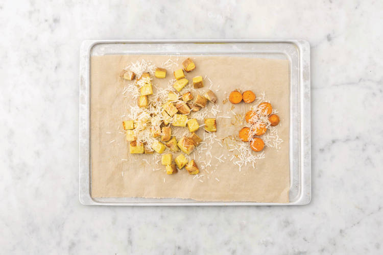 Roast the cheesy veggies