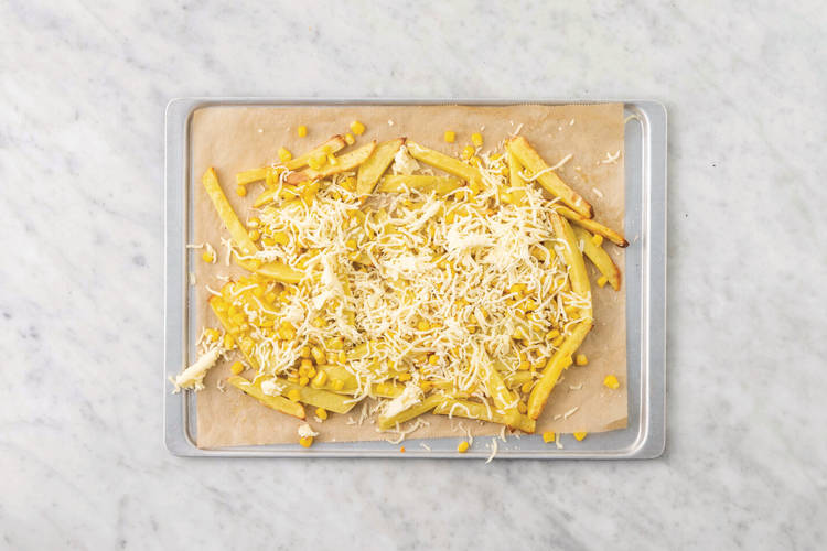 Bake the fries & get prepped