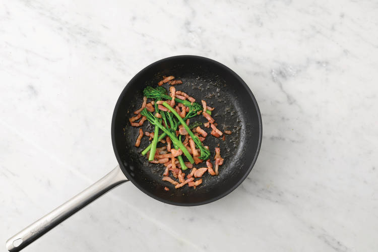 Cook the bacon greens