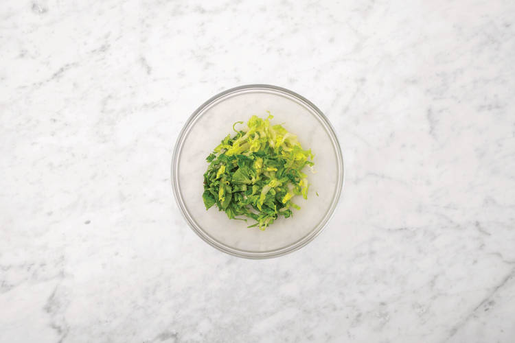 Dress the cos lettuce