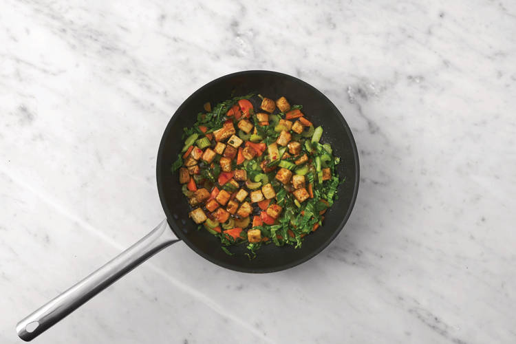 Cook the veggies and tofu