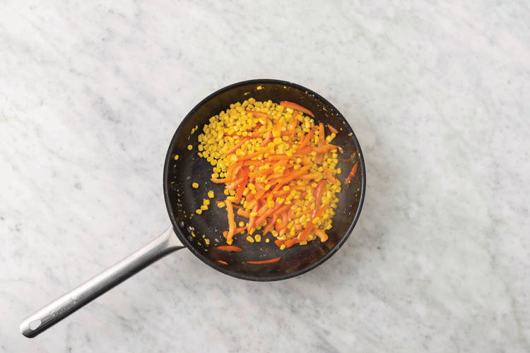 Cook the capsicum & corn