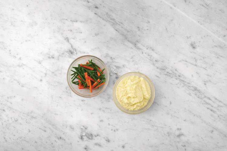 Steam the veggies and finish the mash