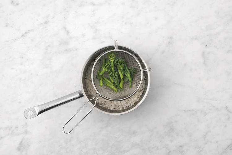 Steam the baby broccoli