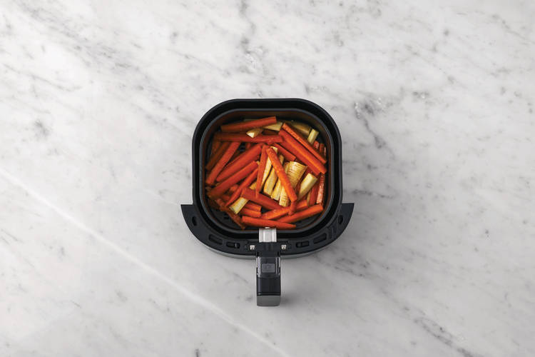 Bake the veggie fries